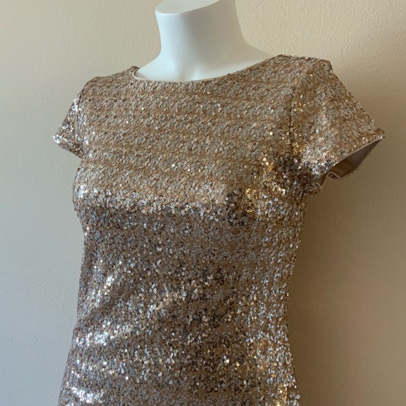 NWT WHBM Gold Sequin Dress, Sz Medium - Picture 2 of 7